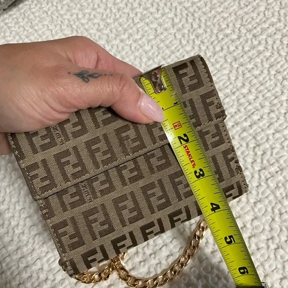 Fendi Brown Monogram Wallet with Gold Chain - Picture 16 of 16